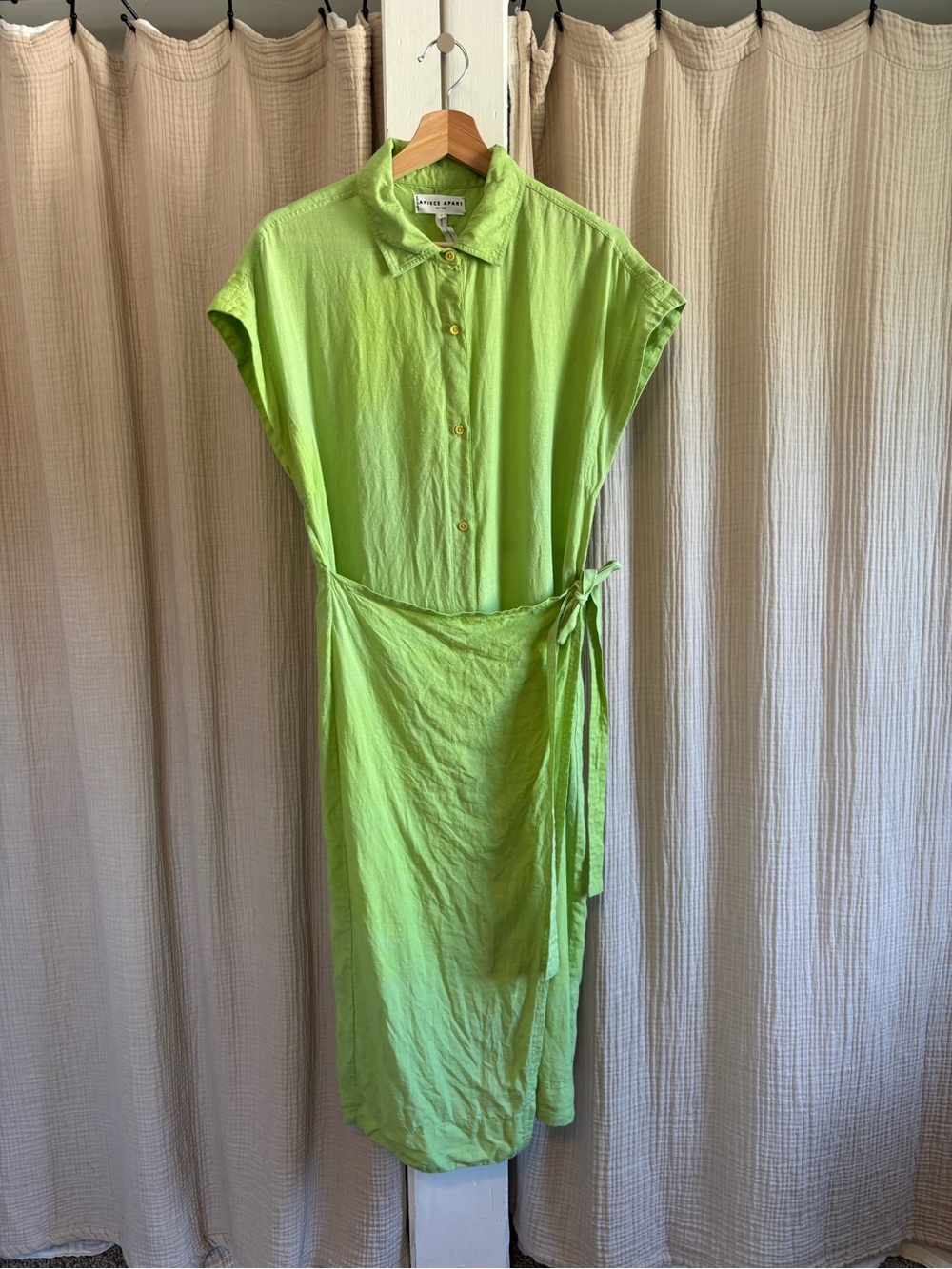 Apiece Apart Linen Wrap Dress- Small
